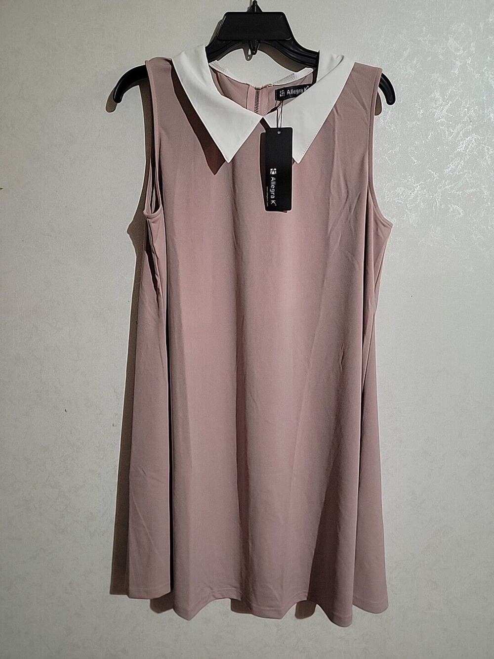 Allegra K Sleeveless Dress Lilac Neck Collar Above Knee Back Zip sz Large